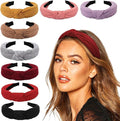 DRESHOW 8 Pack Knotted Headbands for Women Wide Turban Headband Yoga Exercise Ribbing Hair Hoop Hair Bands Accessories