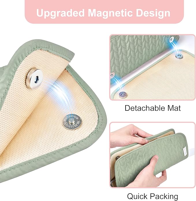Hair Tools Travel Bag Heat Resistant Mat Case Hot Tools Straightener, Curling Iron,Hair Dryers,Haircare Accessories Travel Essentials For Women 2 in 1 Organizer Bags (Sage Green)