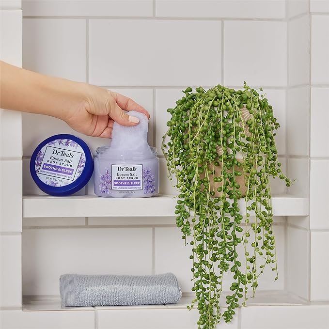 Dr Teal's Pure Epsom Salt Body Scrub, Soothe & Sleep with Lavender Essential Oils, 16 oz (Pack of 3)