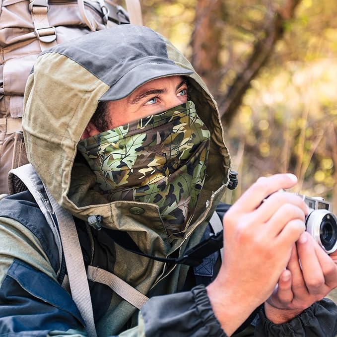 SATINIOR Summer Camo Neck Gaiter UV Protection Cooling Face Mask Sun Hood Bandanas for Men Women Sunscreen Breathable Bandana