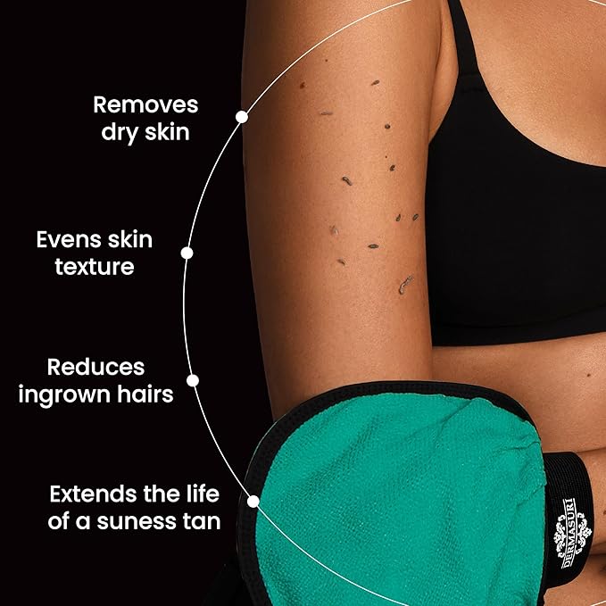 Dermasuri - Deep Exfoliating Glove - Korean Exfoliating Mitt - Body Scrubber for Shower - Buffs Dry & Dead Skin - Keratosis Pilaris Treatment Scrub - Skin Exfoliator for Men & Women - Teal Mitt