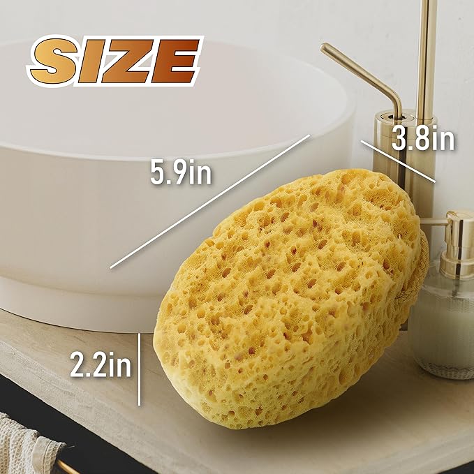 myHomeBody Bath Sponge, Foam Loofah, Body Scrubber for Bathing, Exfoliating Shower Pouf for Shower - Large Size, Lots of Lather, Oval, 3 Pack