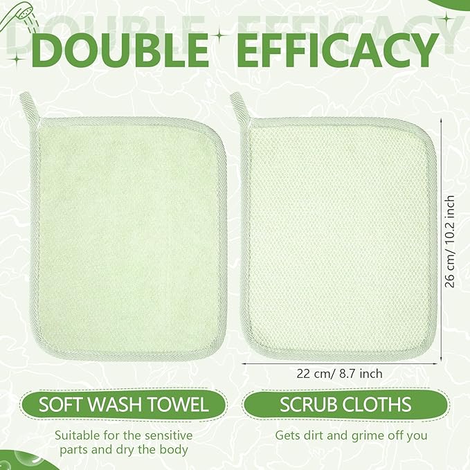 Tudomro 10 Pcs Exfoliating Washcloths Double Sided Man Wash Cloths Body Face Exfoliating Scrub Cloths for Shower Men Women(10.2 x 8.7 Inch,Light Color)
