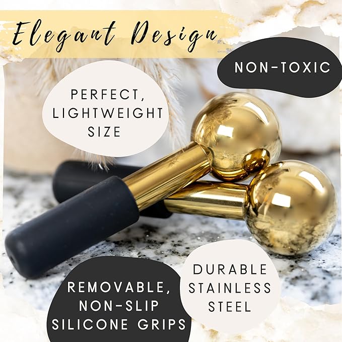 Facial Ice Globes Stainless Steel for Face and Eye, Reduce Redness and Wrinkles, Ice Globe Facial Roller for Home and Spa
