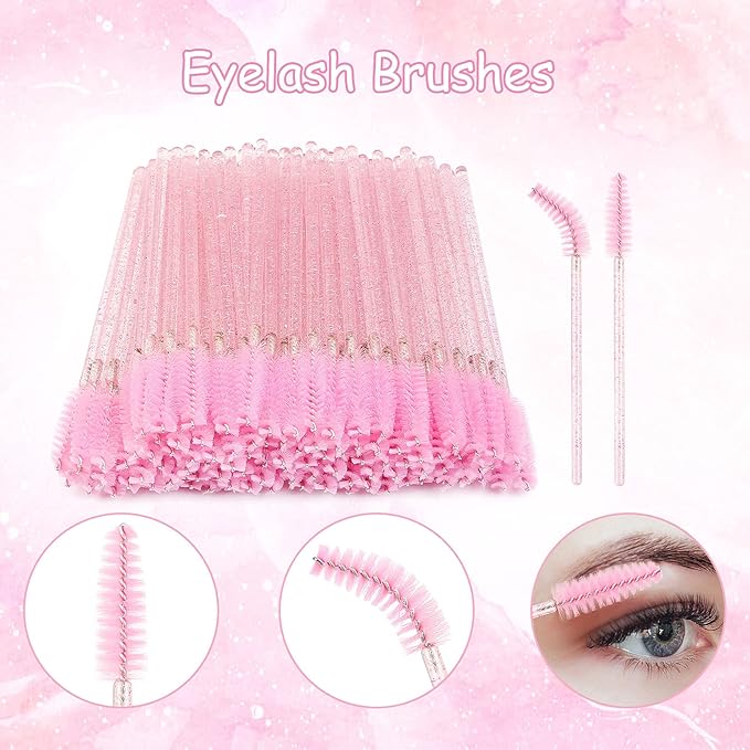 175 Pieces Lash Packaging Wholesale, Include 30 Empty Eyelashes Packaging Box, 30 False Lash Trays, 15 Eyelash Tweezers and 100 Eyelash Brush Mascara Wands Disposable (Pink)