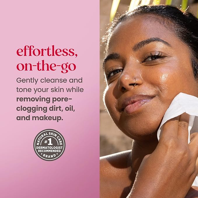 Burt’s Bees Micellar Rose Water Facial Towelettes, 100% Plant Based Cloth; 99% Natural Origin; Remove Makeup, Cleanse, Hydrate; No Oily Residue; All Skin Types; 30 Ct, Pack of 3 (Pack May Vary)
