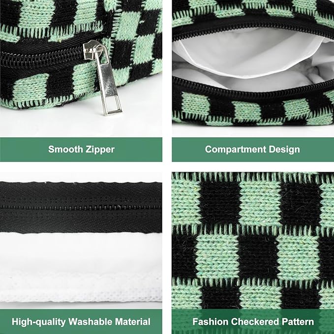 Sanitary Napkin Storage Bag, Menstrual Pad Zipper Bag Checkered Portable Period Bag Panty Liners, Tampon Storage Pouch for Women Ladies Daily Use Storage Purse Travel