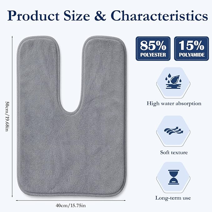 12 PCS U-Shaped Facial Towels, Estheticians Towels Microfiber Soft Spa Towel Coral Fleece Face Cloth for Beauty Salons, Skin Care （Grey）