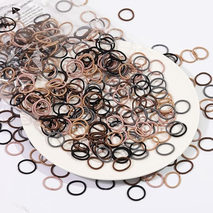 CÉLLOT 360PCS Brown Baby Hair Ties, 2cm in Diameter No Crease Finger Rubber Hair Elastics,Small Thin Hair Ponytail Holders Hair Accessories for Baby Girls Toddlers Kids