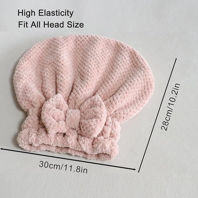 Jseng 3PC Microfiber Hair Towel Caps, Extrame Soft & Ultra Absorbent, Fast Drying Hair Drying Caps Towel Turban Wrap for Wet Hair Women