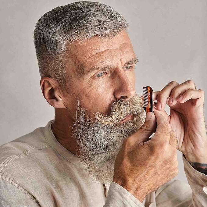 Kent A 81T Black Graphite X-Small Gentleman's Beard and Mustache Pocket Comb, Fine Toothed for Grooming and Styling. Saw-cut of Cellulose Acetate, Hand Polished. Hand-Made in England