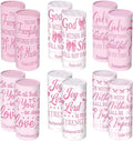 Outus 12 Pcs Christian Car Tissues Cylinder Holder with 3 Ply Facial Tissue Bulk Pink Bow Religious Round Tissue Holder Inspirational Scripture Travel Tissues Boxes Container for Car Cup Home Office