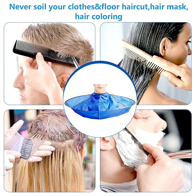 2 Pieces Hair Cutting Cape for Adults Umbrella Hair Cutting Cloak Foldable Catcher for Teens and Adults, Blue and Silver