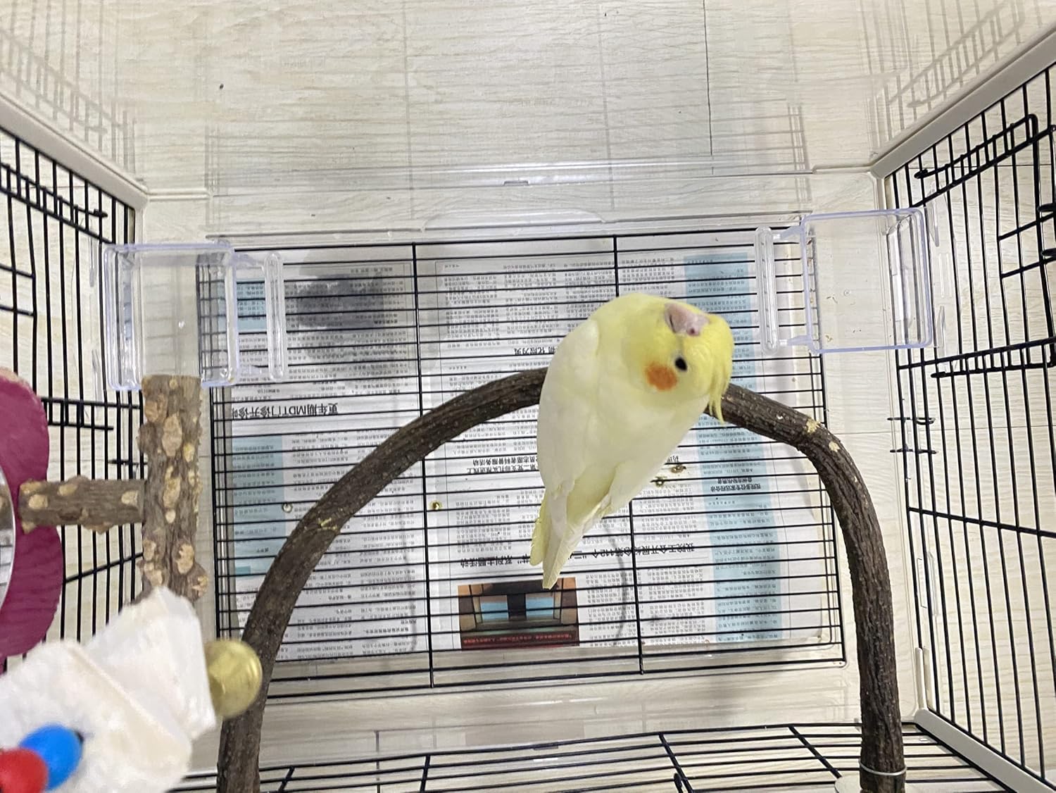 Parrot Perch Stand Bird Cage Stand Pole Natural Wild Grape Stick Grinding Paw Cage Accessories for Parakeet Cockatiels Budgies Conure Lovebirds Platform (U-Shaped)