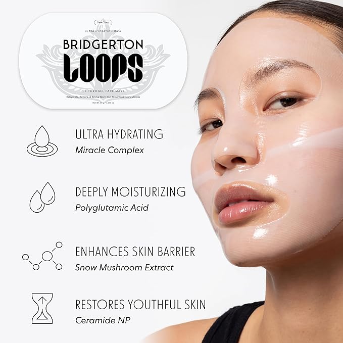 LOOPS Beauty Bridgerton™ NETFLIX Royal Treatment Set -The Best Hydrogel Face Masks for Every Skin Moment Face Mask - 2 Hydrating Masks - Dew Cloud and Double Take - All Skin Types, 2pc