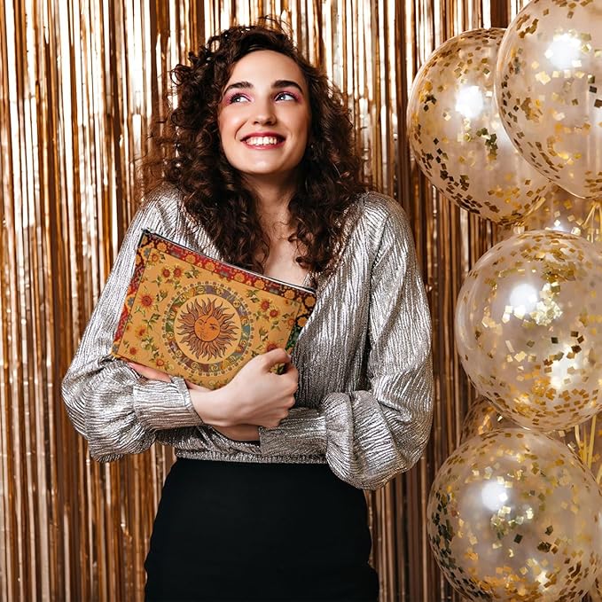 Boho Makeup Bag, Sun and Moon Makeup Bag, boho hippie gifts for women Teen Girls Sisters Friends, Vintage Flower Pouch Floral Canvas Cosmetic Bags, Portable Travel Toiletry Organizer Sun Moon Gifts