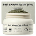 Himalayan Salt Body Scrub, Basil & Green Tea Exfoliating Oil Scrub with BHA LHA, Moisturizing Body Polish for Sensitive Skin, Soothing Mugwort & Oat, Green Citrus Scent, 10.5 oz