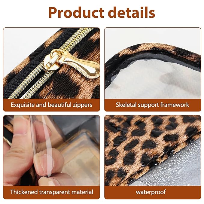 Clear Makeup Bags with Zipper, TSA Approved Travel Toiletry Bag, 3-Pack (Large, Small & Mini) Clear Cosmetic Bag, Waterproof Make Up Bag for Women, Car Bag Organizer & Car Organization Essentials