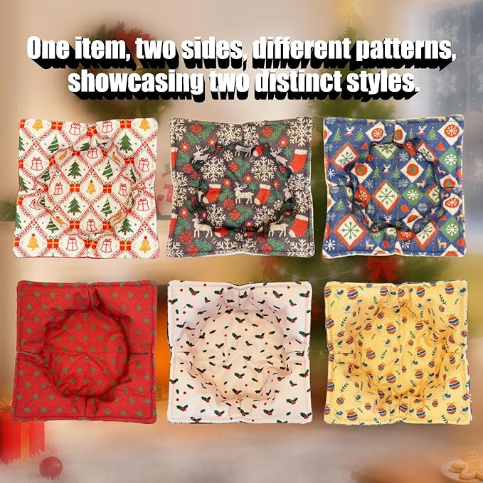 Cotton Microwavable Bowl Cozy ，Set of 6，Microwave-Safe Hot Bowl Holders, Soup Bowl Cozy Hot Pads，Prevent Hand from Heat and Maintain Food Warm，Ideal Household Gift Store (F)