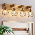 maesta Bathroom Gold Vanity Light Fixtures, 4-Light Gold Bathroom Light Fixtures Over Mirror, Sconces Wall Lighting with Elegant Metal Lampshade for Living Room, Bedroom, Hallway