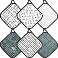 6 Pack Pot Holders 100% Cotton Heat Resistant Potholder, Machine Washable Pot Holder, Hot Pads, Table Pads for Cooking Baking (G)