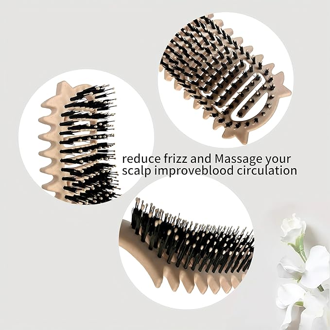 New Curly Hair Brush Ventilated Boar Bristle Hair Brush,Curl Defining Brush,For Curly Hair Wet,Curl Defining Brush For Women And Men(Green)