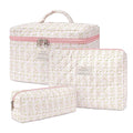 Makeup Bag,Quilted Cosmetic Bags,Large Floral Make Up Organize bag,Makeup Bag Set for Women,Flower Travel Toiletry Bag