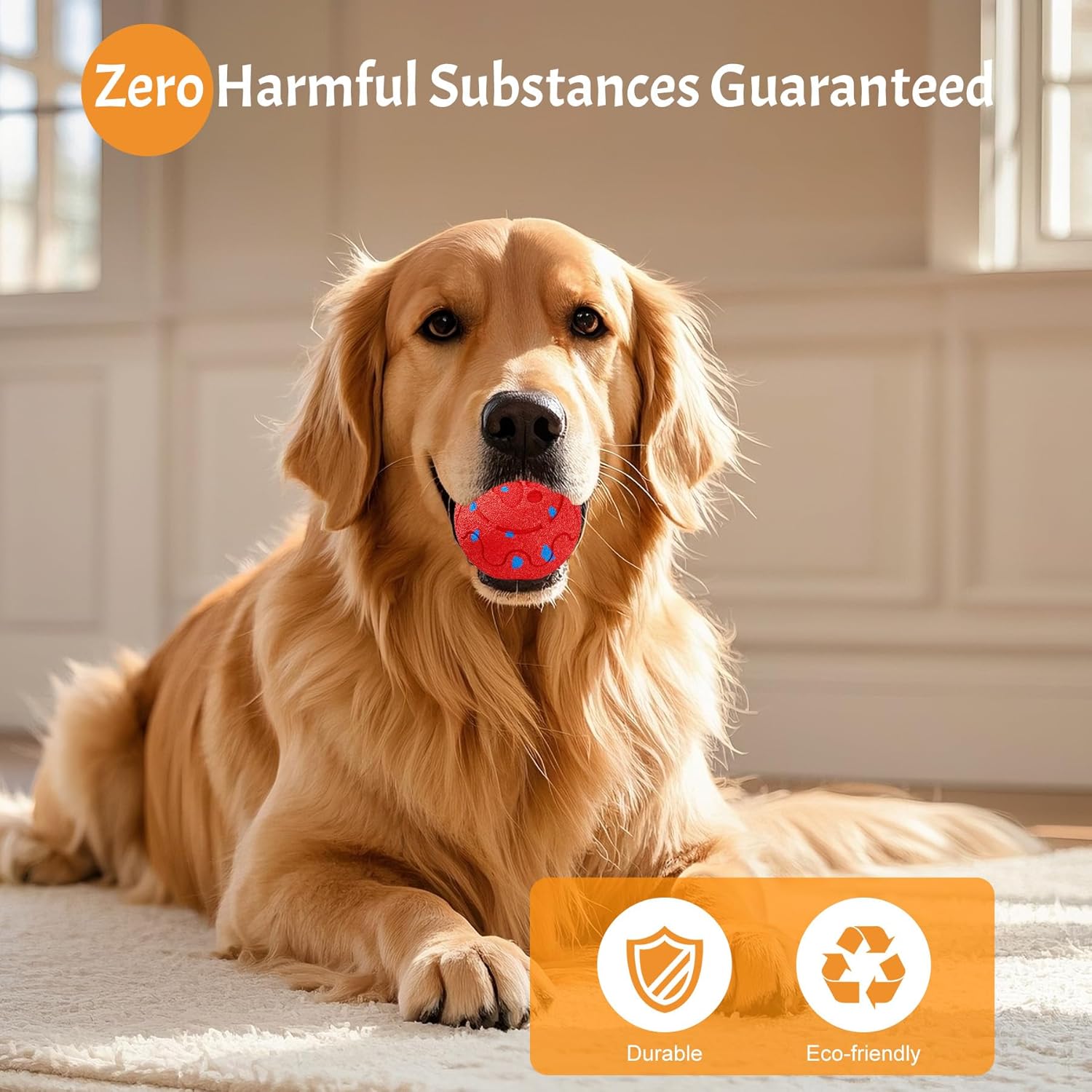 Dog Balls: Interactive Dog Ball, Self-Moving Dog Toy with Auto-Rolling & Bouncing, E-TPU Material, IP54 Waterproof, Motion-Activated, for Small/Medium/Large Dogs (Red)