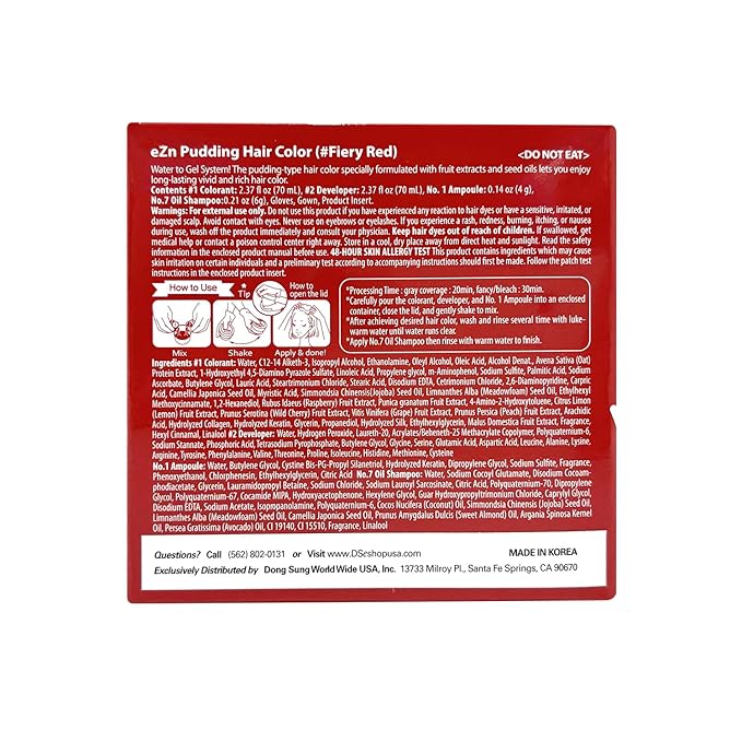 eZn Pudding Hair Dye for Sensitive Scalps – (Fiery Red) | No-Drip, Ammonia-Free, Long-Lasting Semi-Permanent Hair Color with Keratin for Gentle Gray Coverage at Home