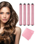 Heatless Curls Overnight with Satin Head Scarf, Velvet Hair Rollers for Blowout Look, No Heat Curling Rod for Long Thick Hair, Soft Sleep In Flexi Rods