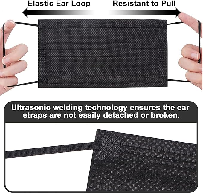 Disposable Face Masks 100 Pack, 3 Ply Breathable with Adjustable Nose Wire & Soft Ear Loops for Daily Use