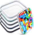 Sanwuta 6 Pcs Clear Hard Zipper Case Plastic Zipper Pouches Transparent Makeup Bag Pencil Case Pouches Toiletry Diaper Bag for Travel Toy Storage Organizer Bins(Blue-green,9.84 x 7.87 x 2 Inch)