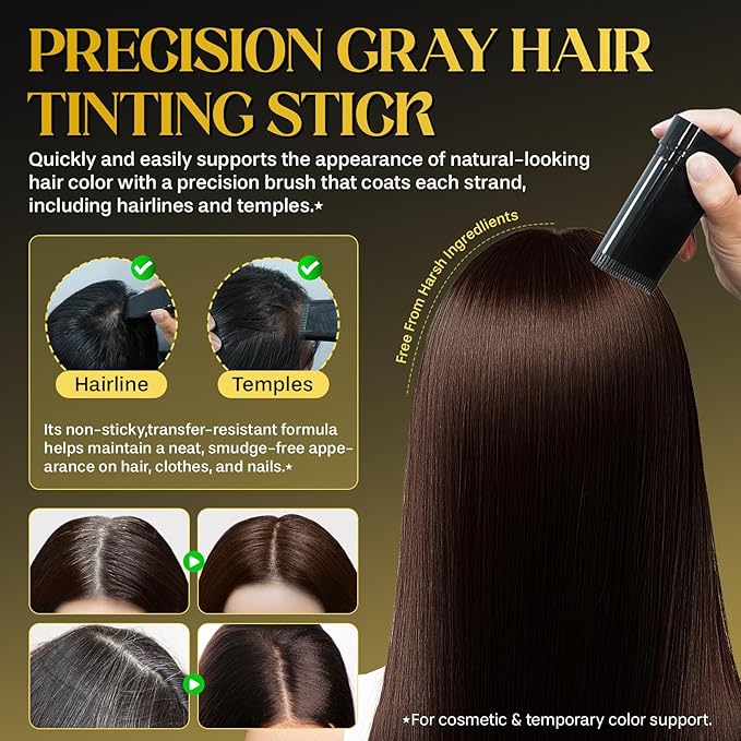 Safe and Convenient Comb Hair Dye | Portable Color Touch-Up Wand | Waterproof and Sweat-Proof | Instantly Covers Gray Roots | Precision Brush for Accurate Coverage | 20g (01# Brown)