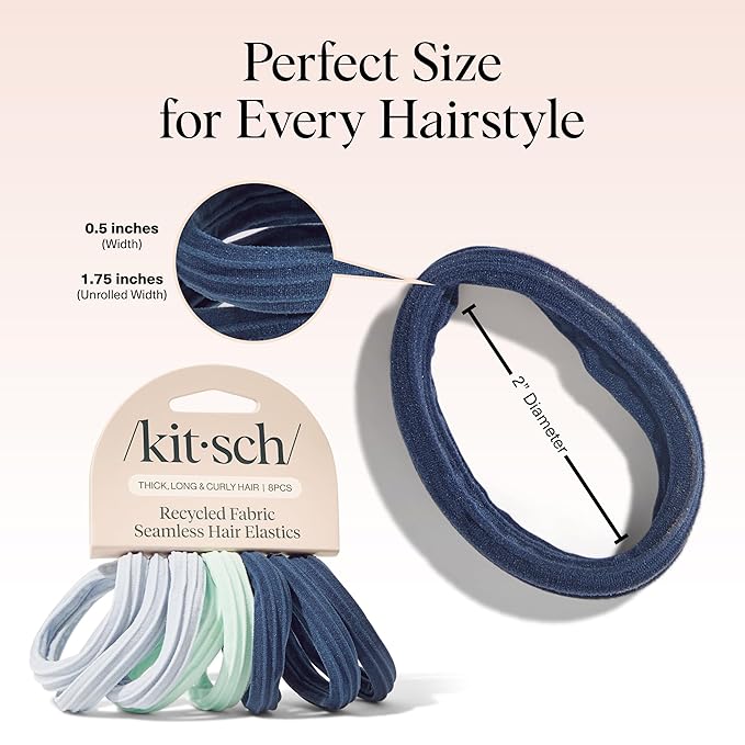 Kitsch Seamless Hair Ties No Damage - Stretchable Hair Bands for Strong All-Day Hold, Ponytail Holders | Hair Accessories for Girls | Ideal Gifts for Women - Garden Bouquet 8 Pcs
