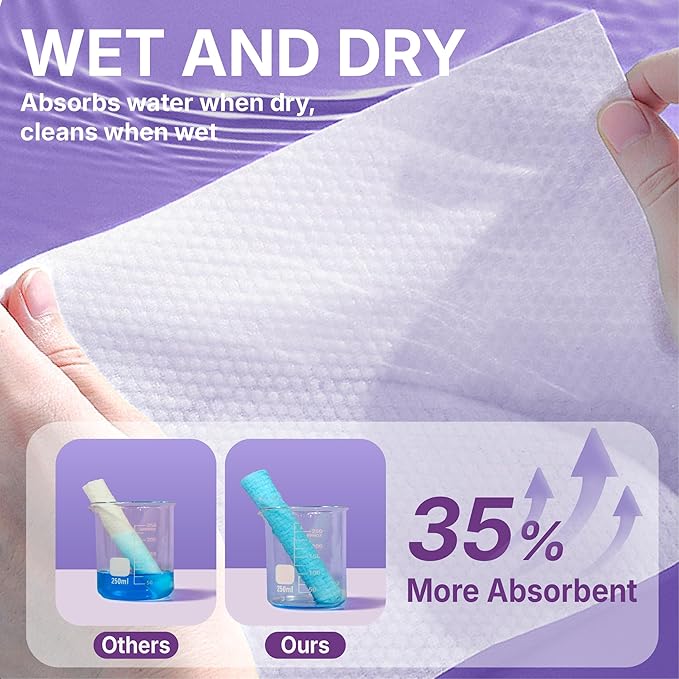 Disposable Face Towels XL 50 Count, Pearl Texture Facial Tissues for Deep Cleansing, Ultra Thick Makeup Remover Dry Wipes, Lint Free Cotton Tissue for Sensitive Skin