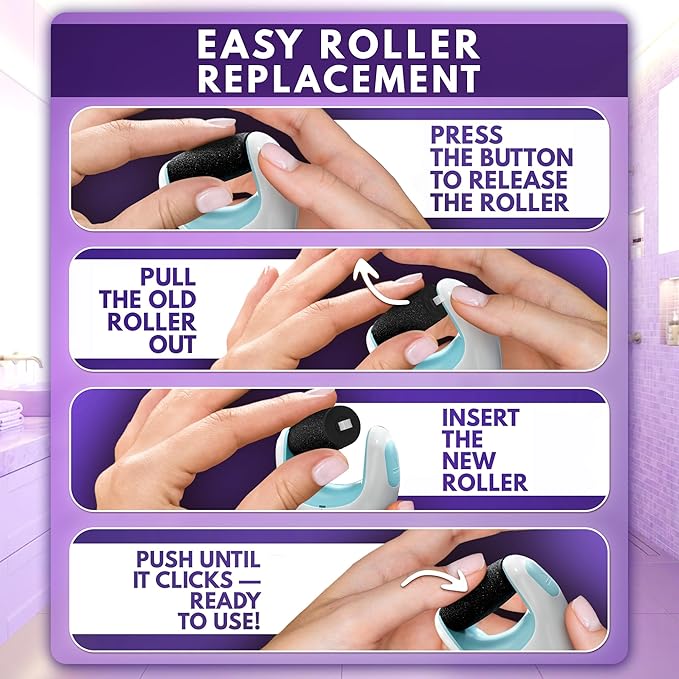 Electric Foot Callus Remover – Electric Foot Grinder with 2800 RPM Motor & 360° Rotating Replaceable Roller, Ergonomic Grip for Wet & Dry Skin – Pedicure Tools for Feet for Smooth Heels & Skin Care