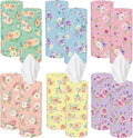 Outus 12 Pcs Spring Floral Car Tissues Cylinder Holder Flowers Round Tissue Box Cup Holder 3 Ply Facial Napkins Napkins Container for Car Home Office Dispenser Travel