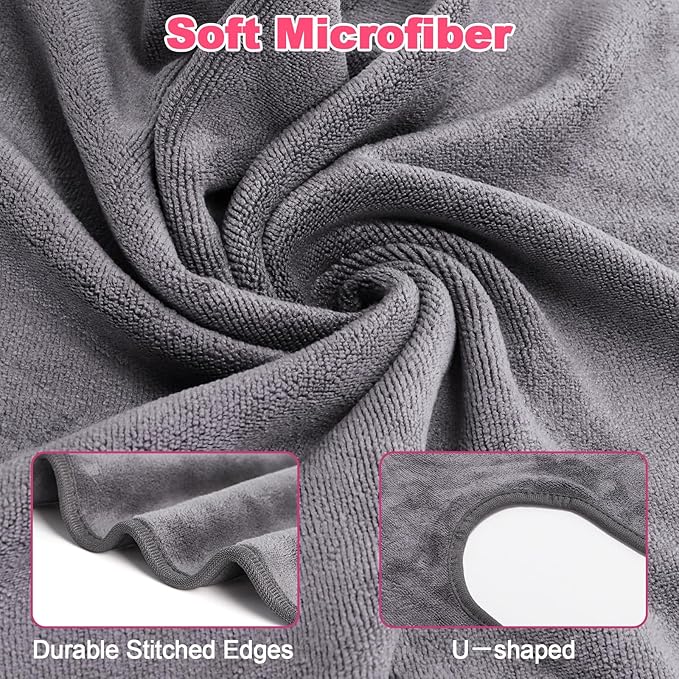 DEAYOU 6 Pack Facial Towels for Estheticians, U-Shaped Spa Towels for Facial, Soft Microfiber Massage Face Towels for Spa Steam, Barbers, Beauty Salons, Skin Care, SPA Centers, Split Design, Grey