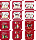 Bencailor 12 Pcs Pot Holders with Pocket Kitchen Hot Potholders Hot Pad Oven Mitts Cookie Bag Oven Gloves for Kitchen Gift Baking Cooking(Red,Novelty)