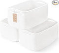 3-Pack Storage Baskets for Organizing | Woven Shelf Toy Basket | Rope Baskets for Gifts Empty | Closet Organizer Bins with Handles | Cube Decorative Box | 13.7×7.1×6.7” | White