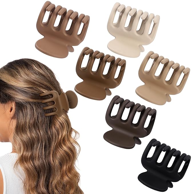 6 Pcs Hair Clips Small Claw Clips for Thin Hair Medium Matte Non-slip Hair Accessories for Women and Girls (Coffee Brown)