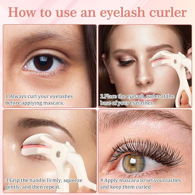 2 Style Eyelash Curlers, Plastic Eyelash Curler, Premium Cute Small Eye Lash Curler for No Pinching or Pulling Lash, Professional Makeup Tool for Eyelashes for Long Lasting (White)