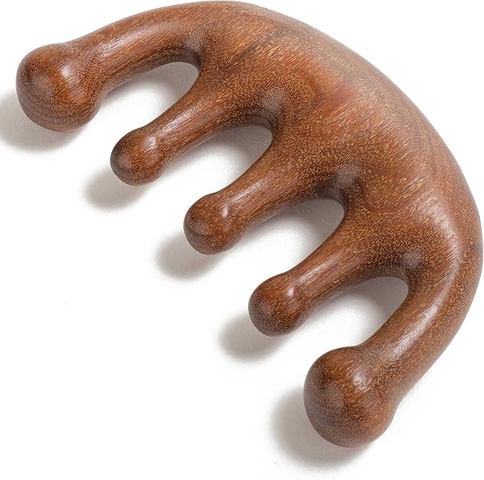 Wooden Scalp Massager for Scalp Gua sha, Massage Comb, Wooden Head Massager - Sandalwood