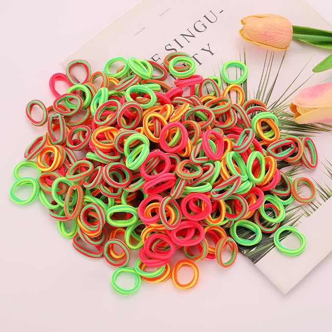 200 Pack Hair Ties BEoffer Baby Toddlers Girls Elastics Hair Bands No Damage Multicolor Colorful Small Rubber Bands Ponytail Pigtails Holders Not Harm to Hair (Colorful Stripes)