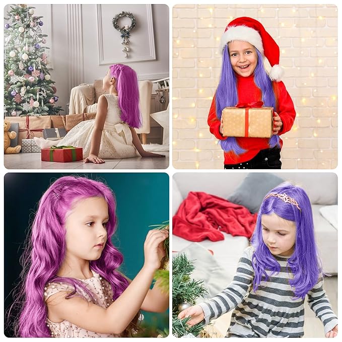 MSDADA New Hair Chalk Comb Temporary Hair Color Dye for Girls Kids with Light Color Hair, Washable Hair Chalk for Girls Age 4 5 6 7 8 9 10 Birthday Cosplay DIY, Christmas (Purple & Pink)