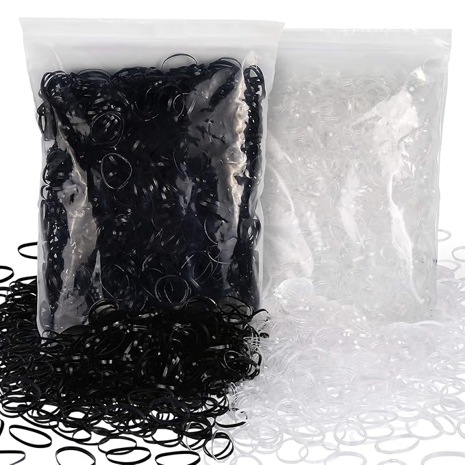 YGDZ 4000pcs Hair Rubber Bands, Clear Black Elastic Hair Ties Toddlers Girls Baby Hair Elastics Mini Small Braids Rubber Bands(Black+Clear)