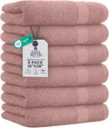 DAN RIVER 6-Pack Premium Hand Towels (16x28 Inches) - 100% Cotton, Ultra Soft, Lightweight, Highly Absorbent Towels for Bathroom, Spa, Gym, Salon, Hotel, and Travel - Dusty Pink