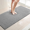 LuxStep Shower Mat Bathtub Mat,40x16 inch, Non-Slip Bath Mat with Drain, Quick Drying PVC Loofah Bathmat for Tub,Shower,Bathroom,Grey