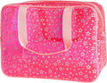 Clear Star Large Cosmetic Bag and Travel Pouch with Handle,Durable Material,Zipper Design-Ideal for Makeup,Travel Essentials (Pink+Shiny Star)