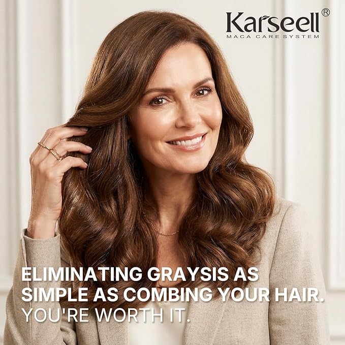 Karseell Hair Dye with Comb Applicator, Maca essence 6-IN-1 Ammonia Free No Mix Hair Color for 100 Percent Gray Coverage Hair Dye, 80ml-Brown